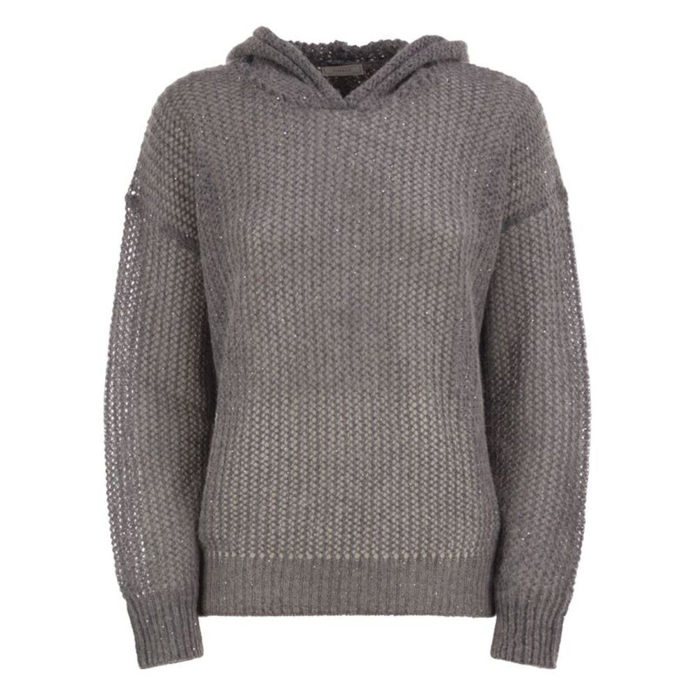 Peserico Women Hooded Open-Knit Jumper With Sequins